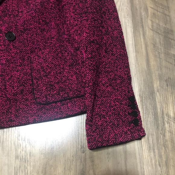 Talbots Tweed Buttoned Wool Cotton Blend Fuscia Blazer sz 6 - Picture 5 of 9